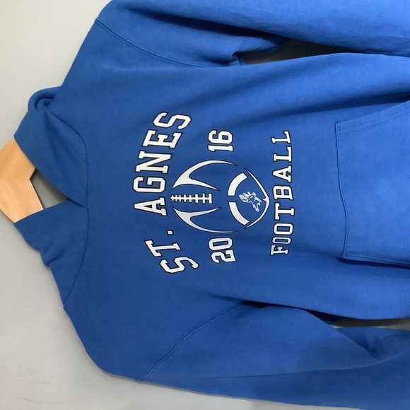 Retro Champion St Agnes Football Hoodie - Size S - Royal Blue - P2P 18” - Picture 7 of 8